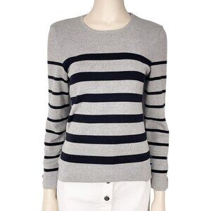 SAINT-JAMES Nautical Striped Wool Blend Knitted France Grey Black sz S M